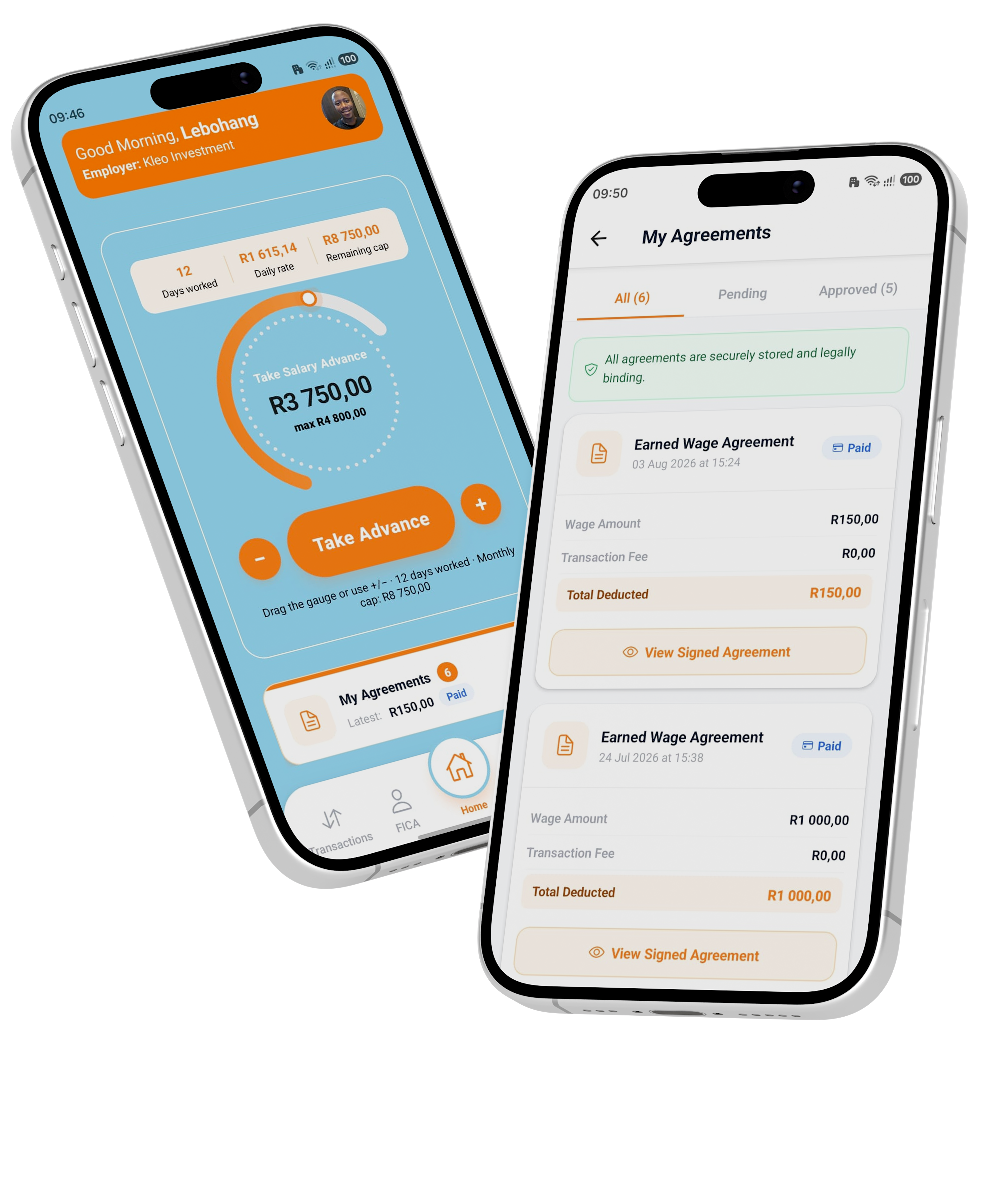 Dosh app — request an advance and view earned wage agreements